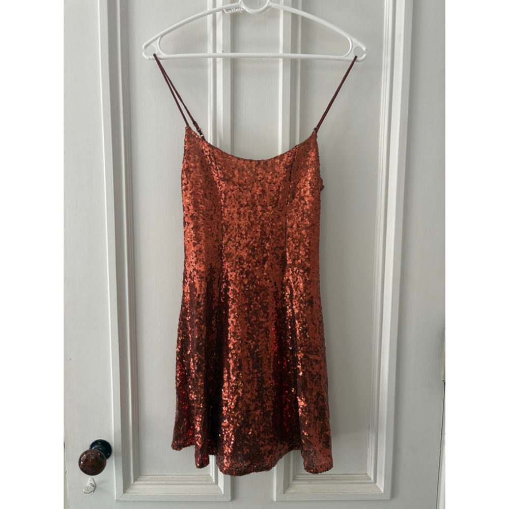 Urban Outfitters womes Orange Sequin Mini Slip Dress Size S